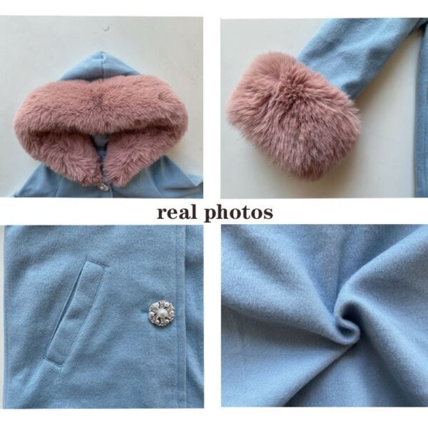 Baby Girls Autumn Warm Woolen Overcoat Fur Coat - Image 3