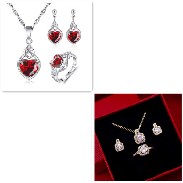 Fashion Jewelry Gem Pendant Necklace Three Piece Set - Image 7