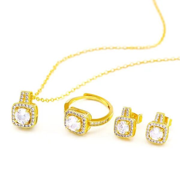 Fashion Jewelry Gem Pendant Necklace Three Piece Set - Image 6