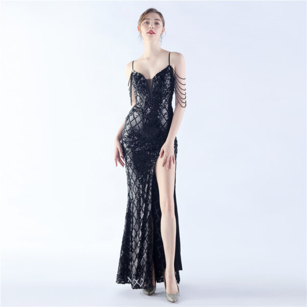 Allure Luxury™ Eudora Sequin Fishbone Waist-tight Ratchet Tie High-end Evening Dress - Image 9