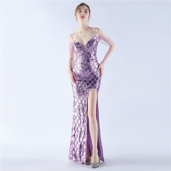 Allure Luxury™ Eudora Sequin Fishbone Waist-tight Ratchet Tie High-end Evening Dress - Image 3