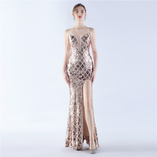 Allure Luxury™ Eudora Sequin Fishbone Waist-tight Ratchet Tie High-end Evening Dress - Image 8